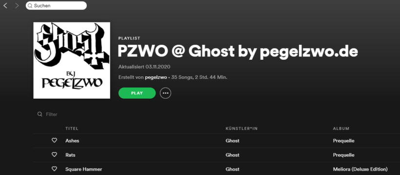 Neue Playlist: Ghost